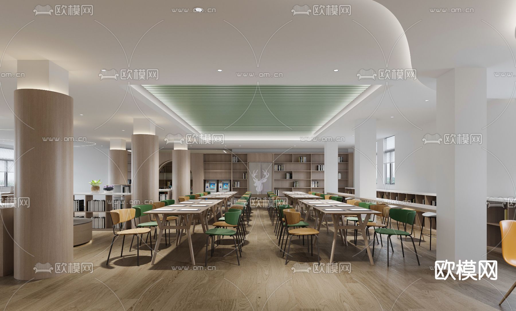 现代图书馆3d模型下载（渲染图1）