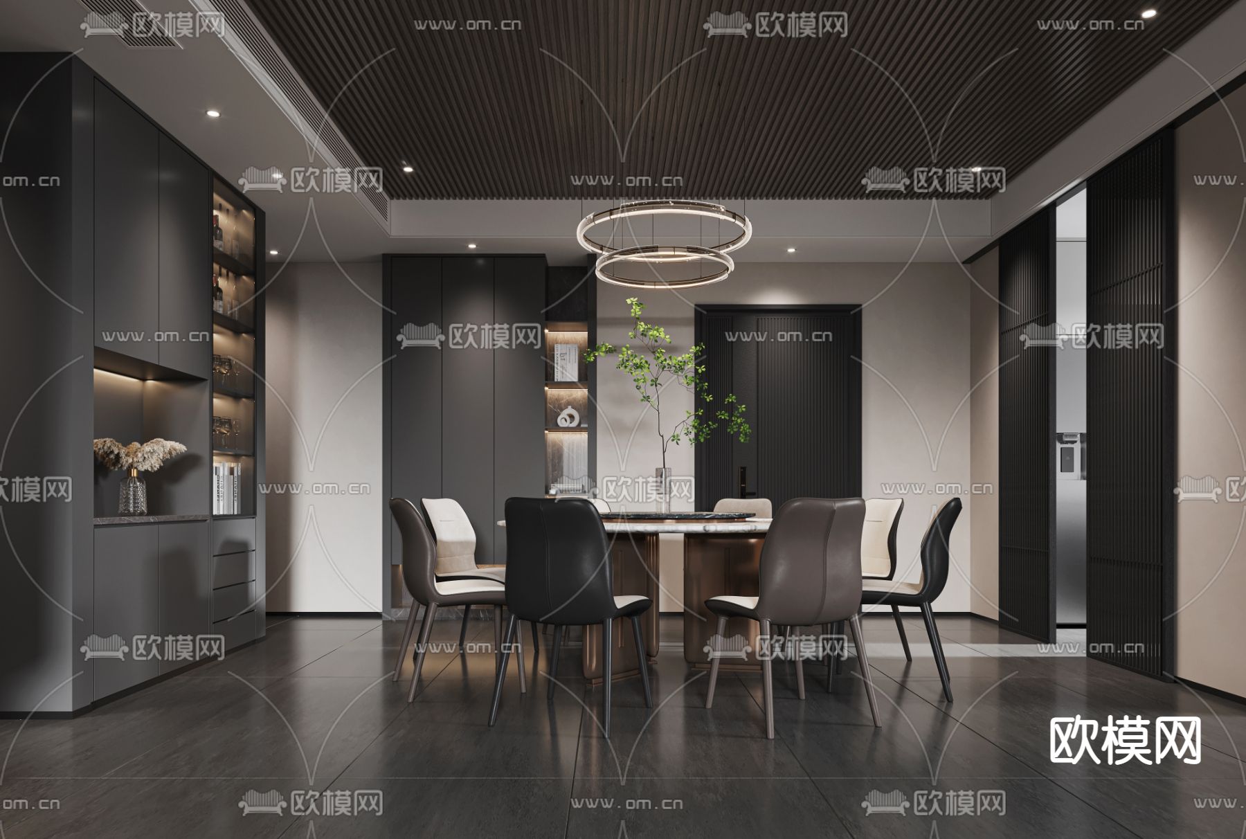 暗黑风客餐厅3d模型下载（渲染图5）