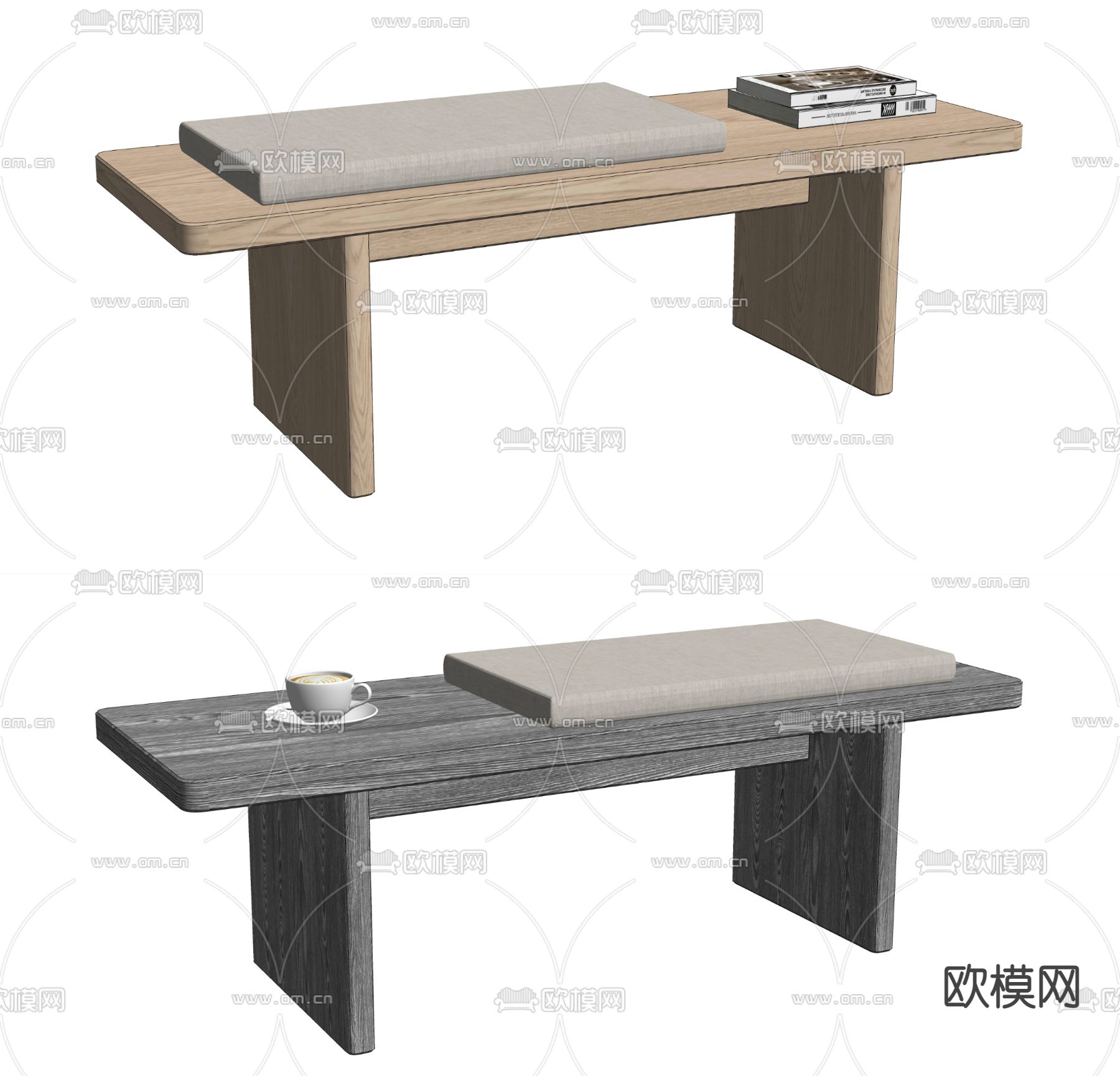 实木长凳 凳子su模型