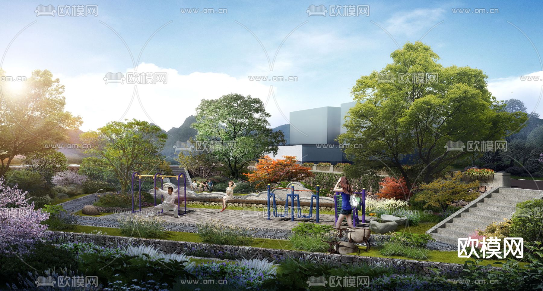 现代公园景观psd下载