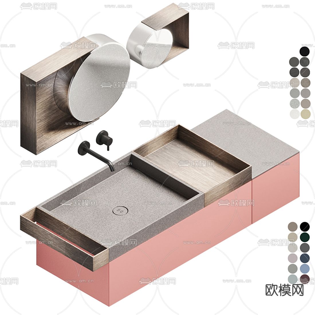 现代洗手台 洗手盆3d模型