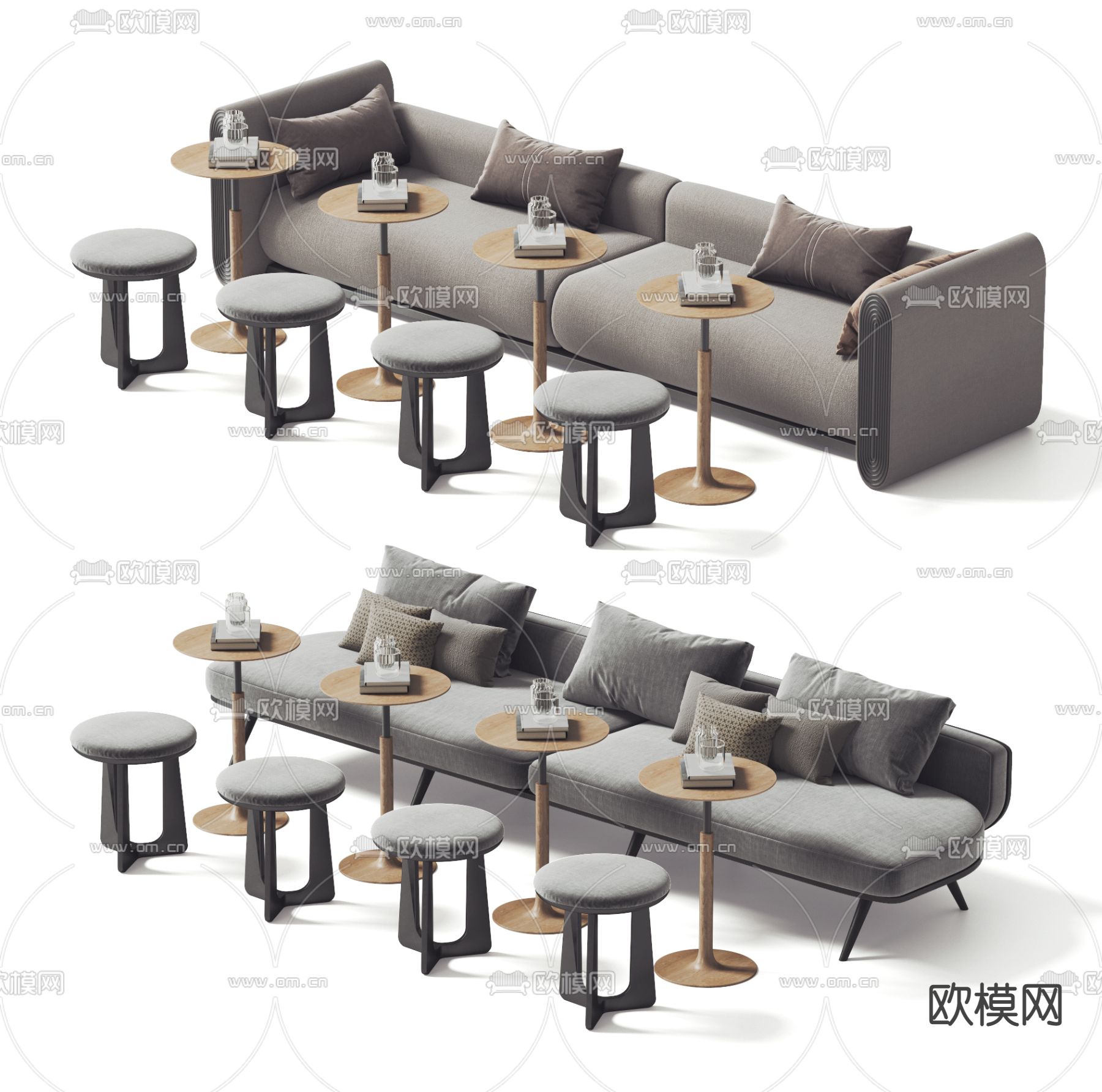 现代沙发卡座 公共座椅3d模型下载