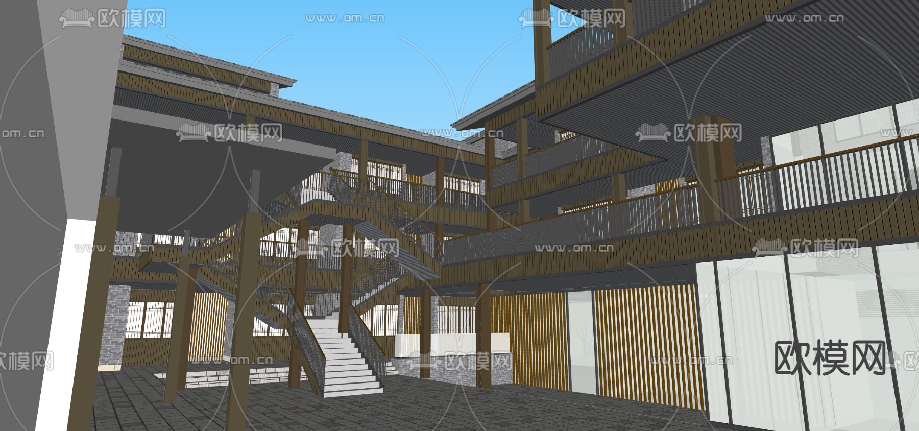 现代商业街su模型下载（渲染图6）