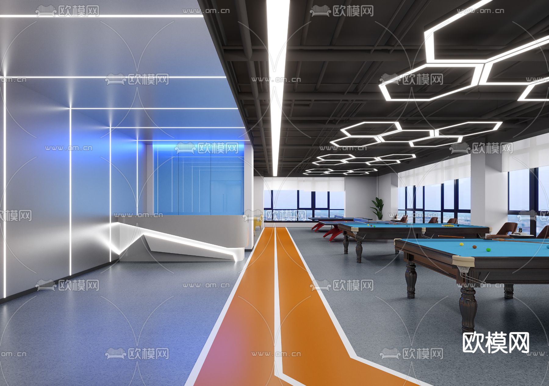 工业风健身房 活动室3d模型下载（渲染图2）