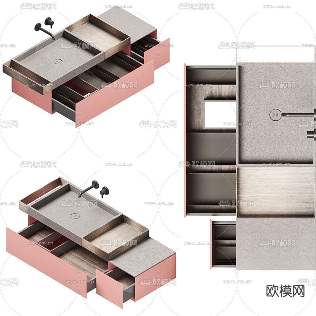 现代洗手台 洗手盆3d模型