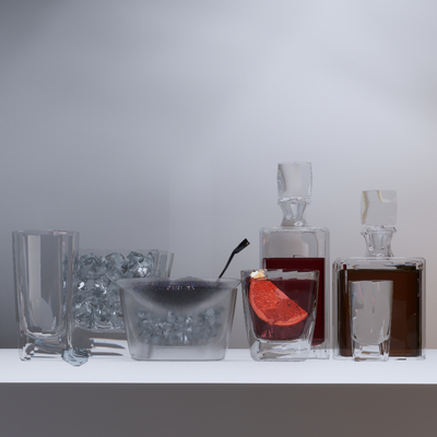  酒瓶 酒杯 冰块su模型 