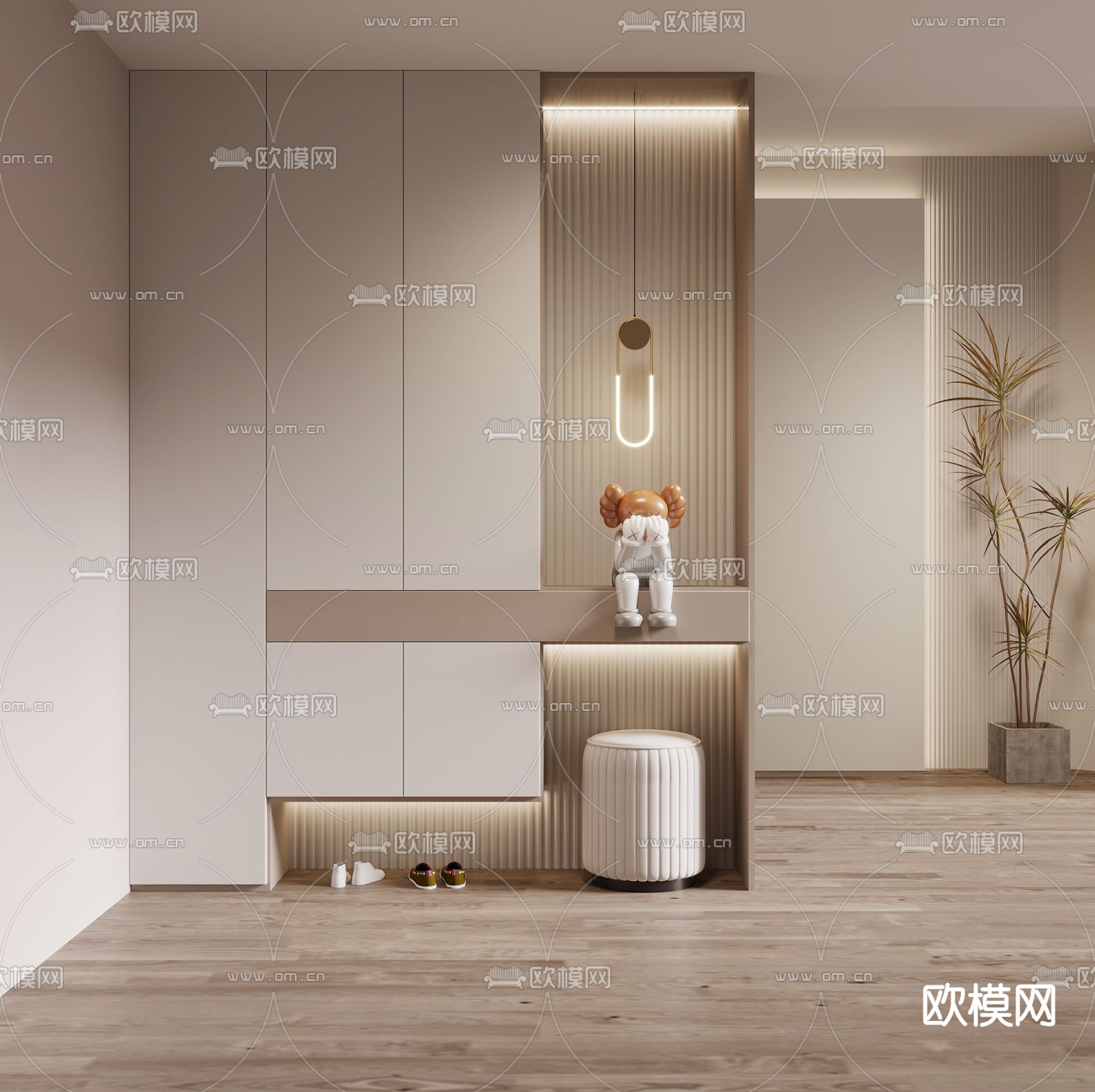 现代玄关隔断 鞋柜3d模型下载