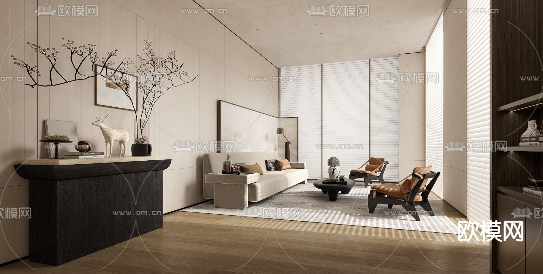 现代办公室 接待室3d模型下载