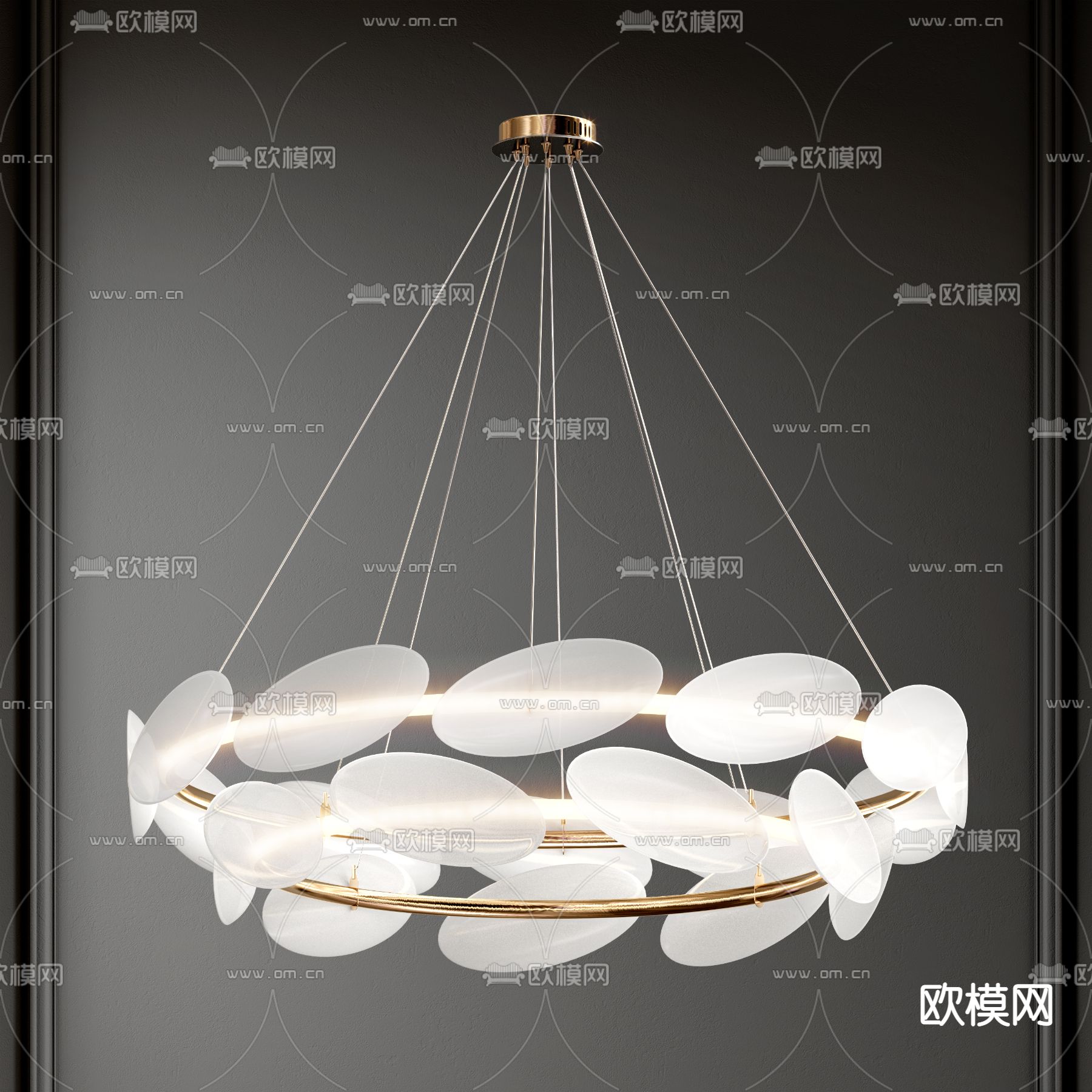 现代双层吊灯 圆片吊灯3d模型下载_ID12188013_3dmax免费模型-欧模网
