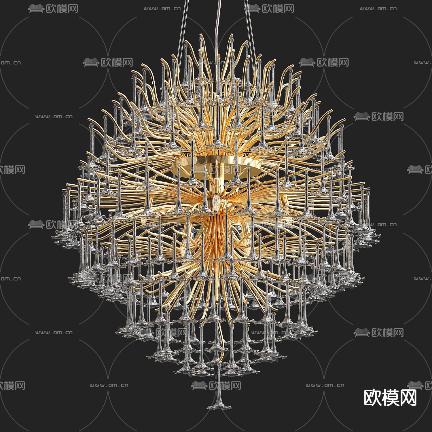 欧式水晶吊灯 大型吊灯3d模型下载