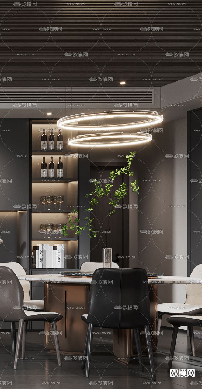暗黑风客餐厅3d模型下载（渲染图3）