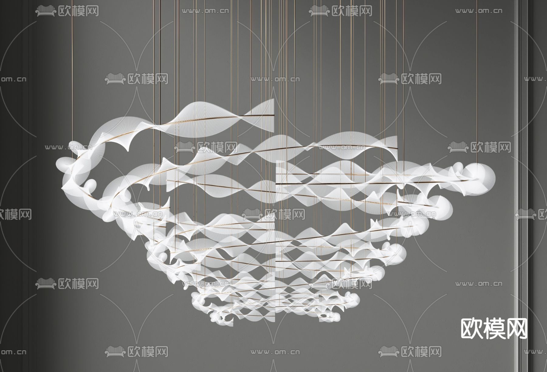 环形大吊灯 大堂灯3d模型下载_ID12189957_3dmax免费模型-欧模网