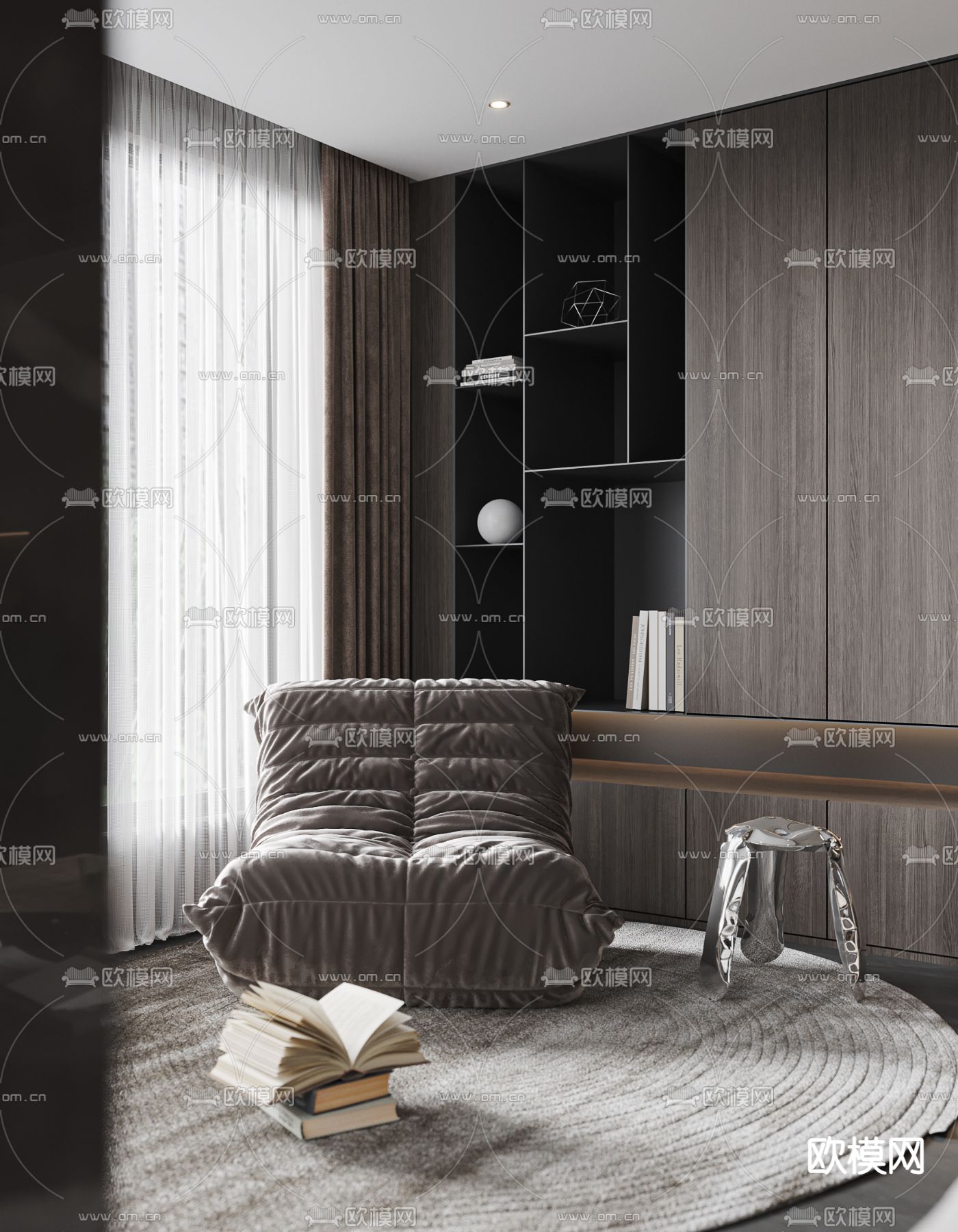 暗黑风客餐厅3d模型下载（渲染图2）