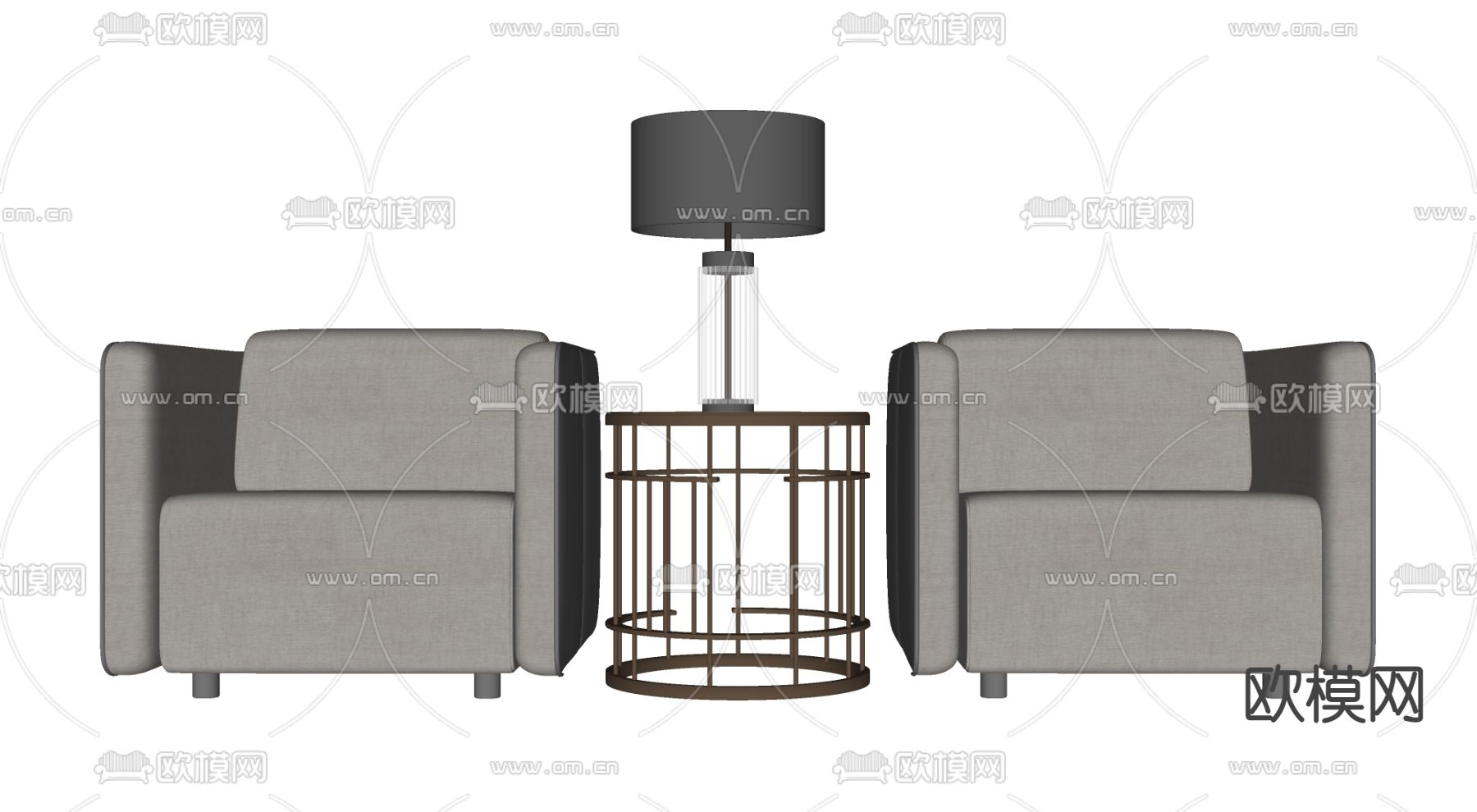现代单人沙发 接待室沙发su模型下载（渲染图2）