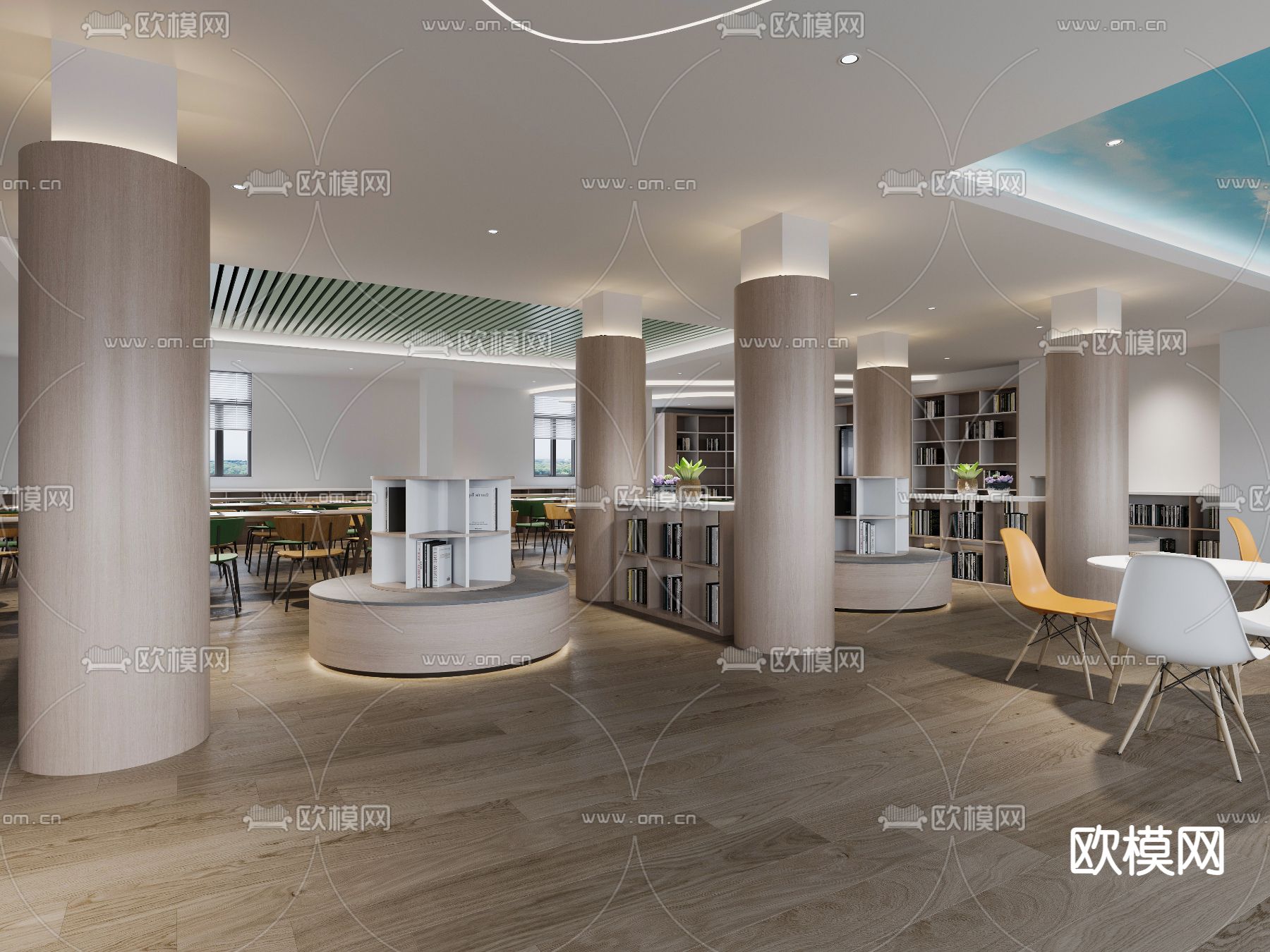现代图书馆3d模型下载（渲染图4）