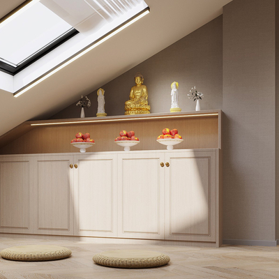  家居佛堂 禅房 阁楼su模型 