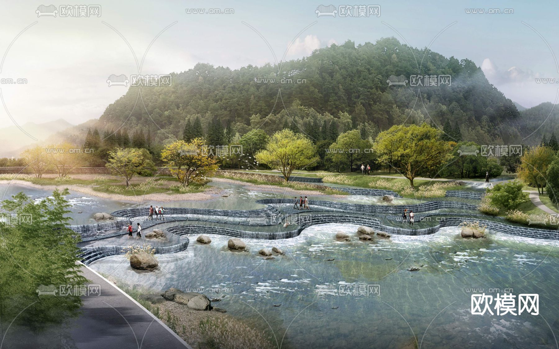 现代园林景观鸟瞰psd下载