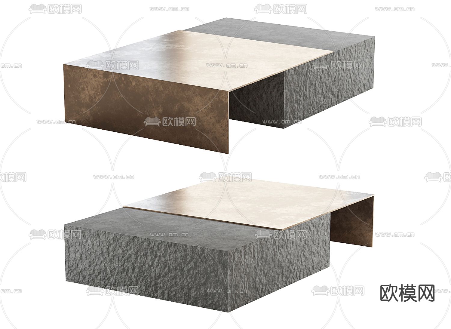 MISSANA石头 方块茶几3d模型下载（渲染图2）