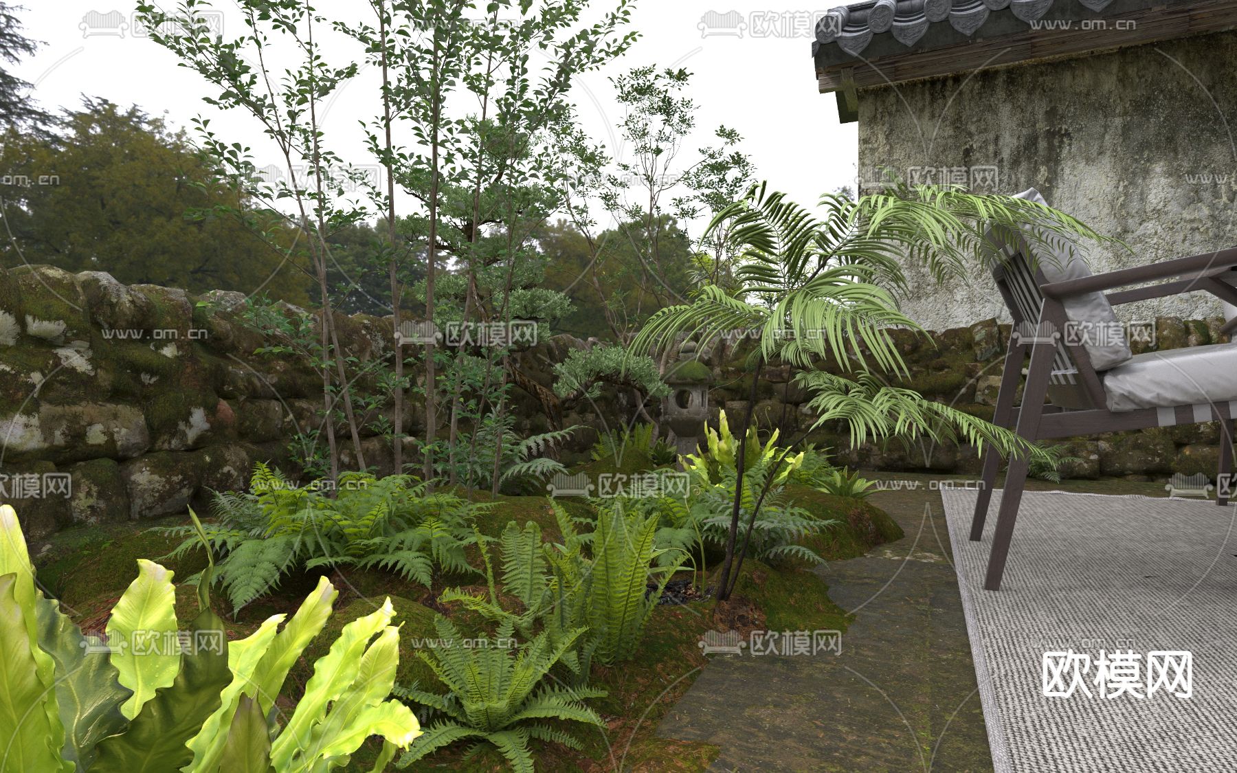 侘寂庭院 花园3d模型下载（渲染图2）