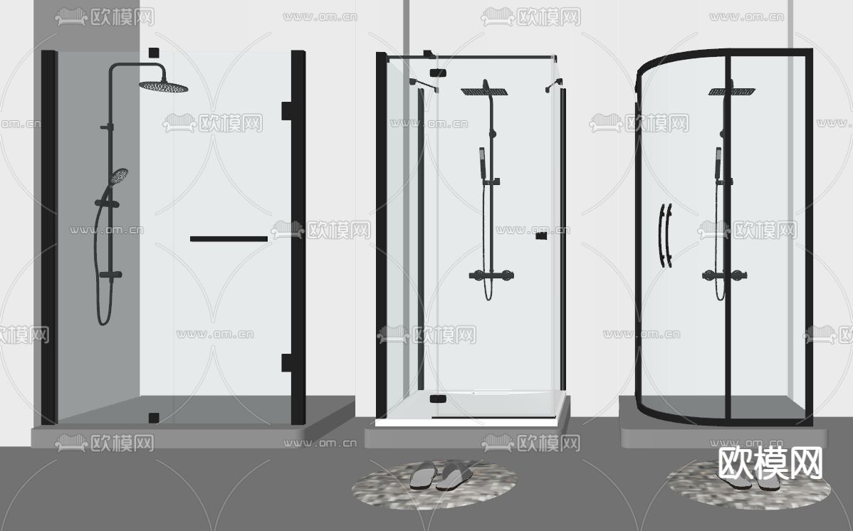 现代玻璃淋浴间su模型下载（渲染图2）