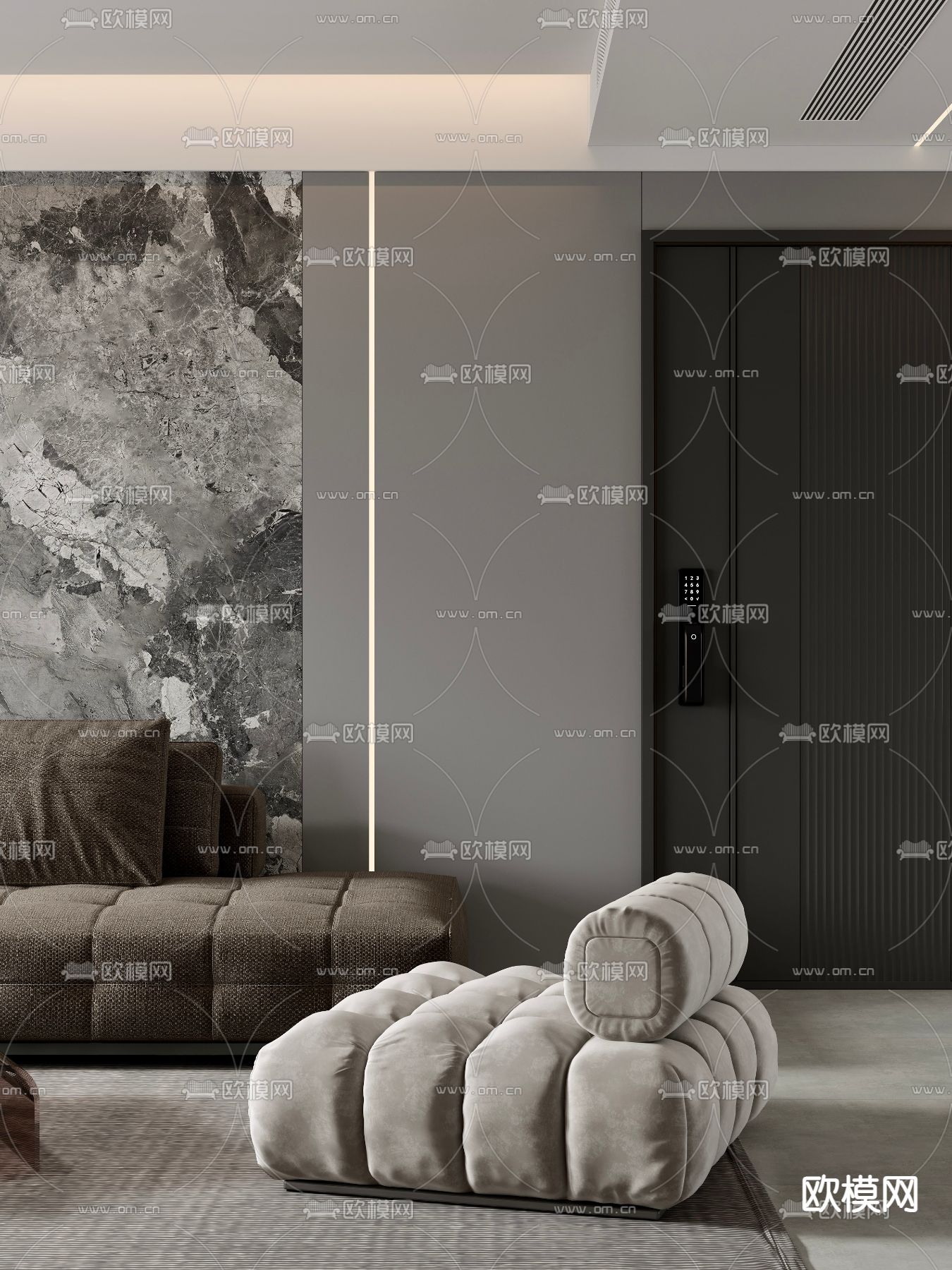 高级灰客餐厅3d模型下载（渲染图5）