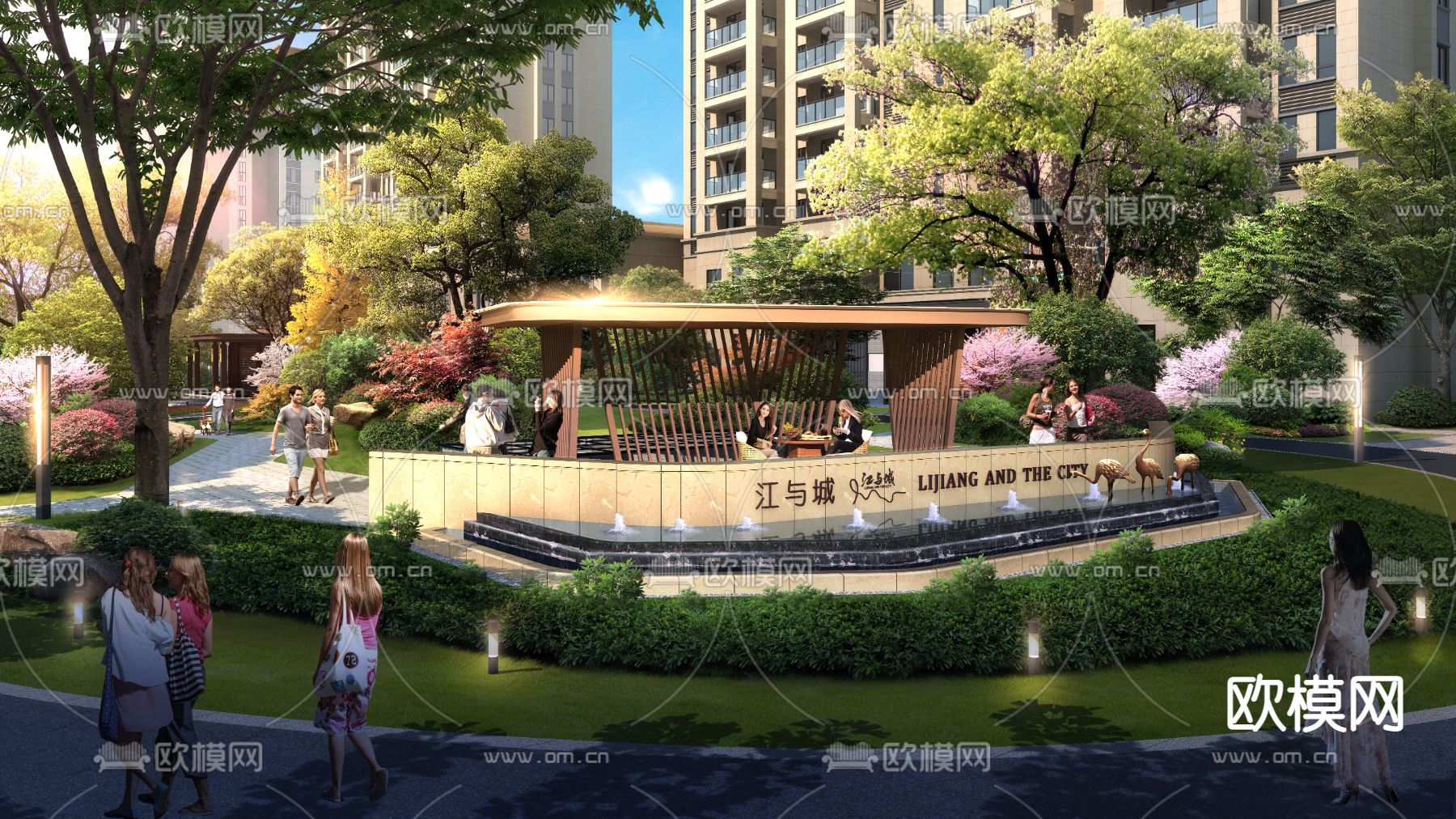 现代小区公园psd下载