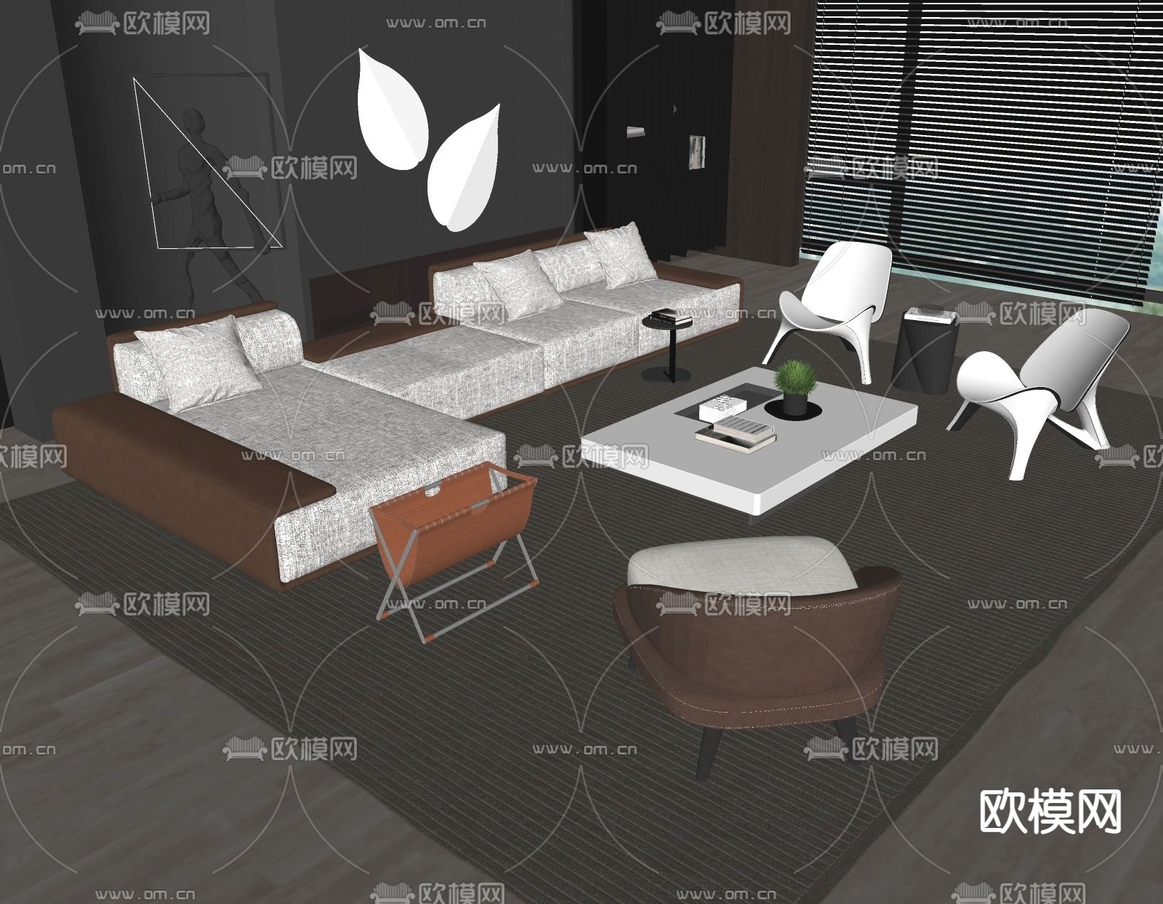 米洛提Minotti 转角沙发su模型下载（渲染图2）