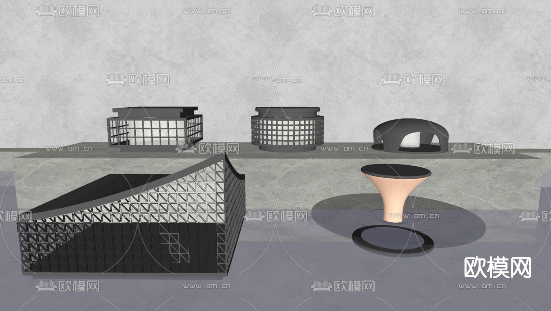 侘寂风户外景观灯 草坪灯su模型下载（渲染图2）