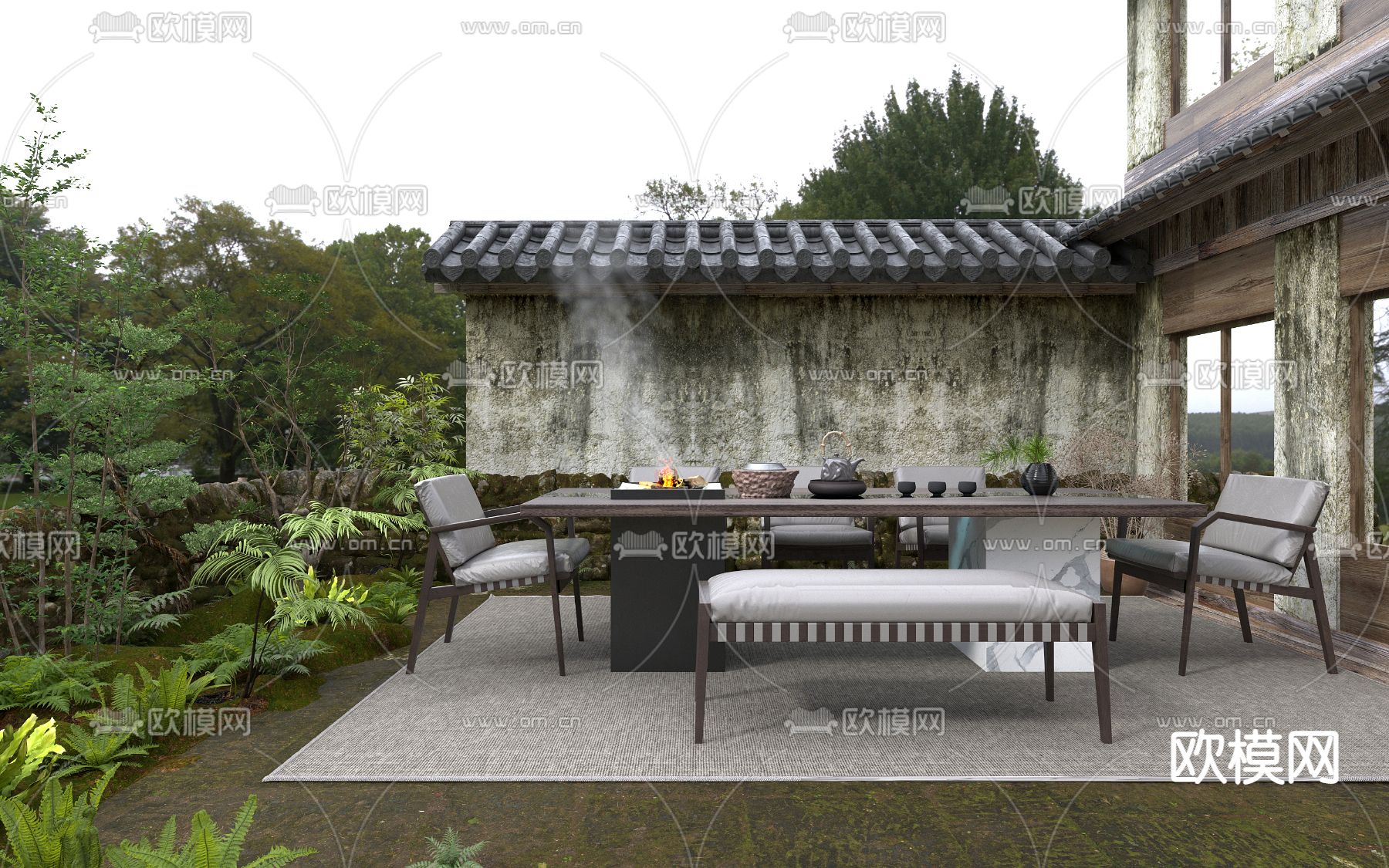 侘寂庭院 花园3d模型下载（渲染图1）