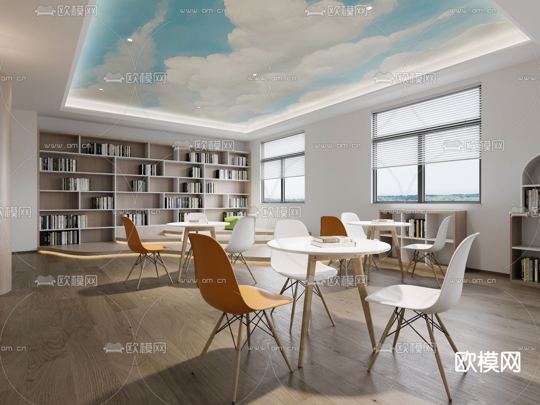 现代图书馆3d模型下载（渲染图3）