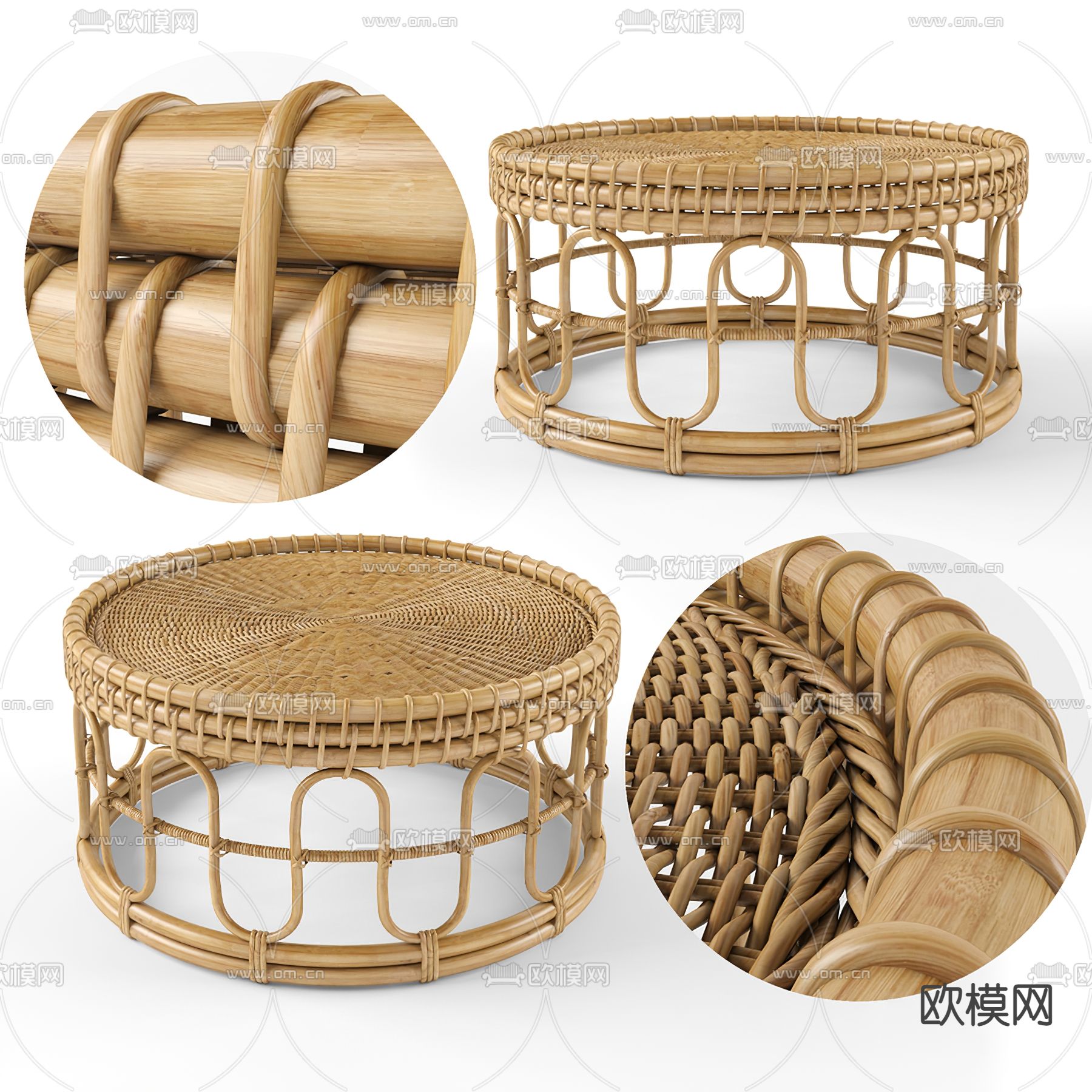 东南亚藤编茶几组合su模型下载_ID12186502_sketchup模型下载-欧模网