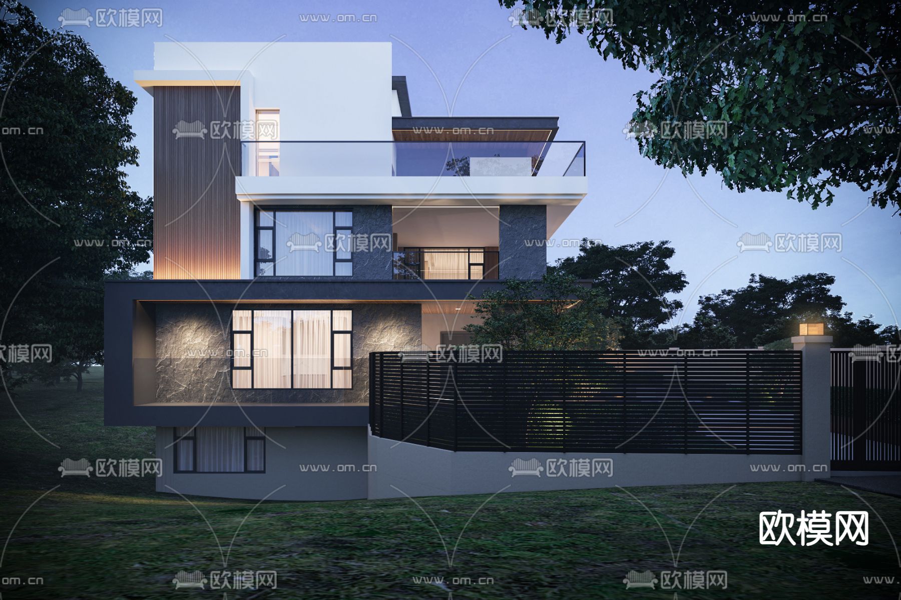 现代别墅外观3d模型