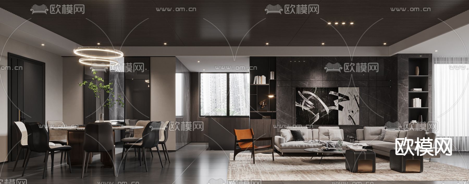 暗黑风客餐厅3d模型下载（渲染图6）