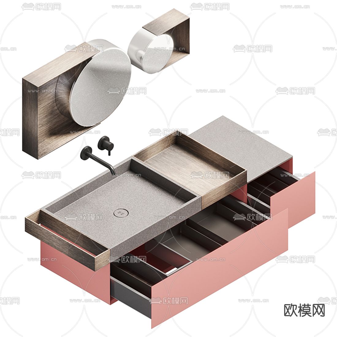 现代洗手台 洗手盆3d模型