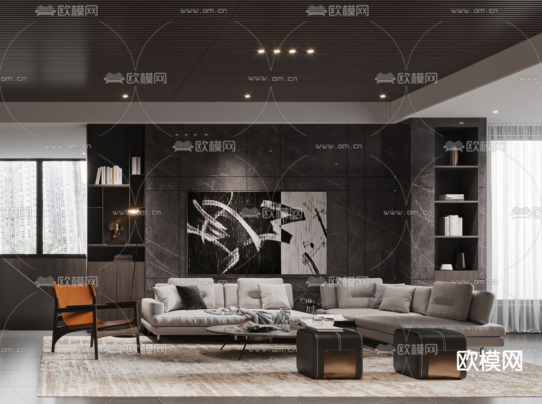 暗黑风客餐厅3d模型下载（渲染图1）