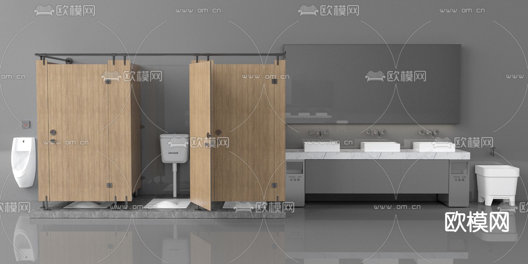 现代公共卫生间 公厕3d模型下载