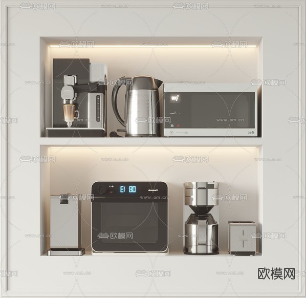 微波炉 咖啡机 水壶 厨房用品3d模型下载