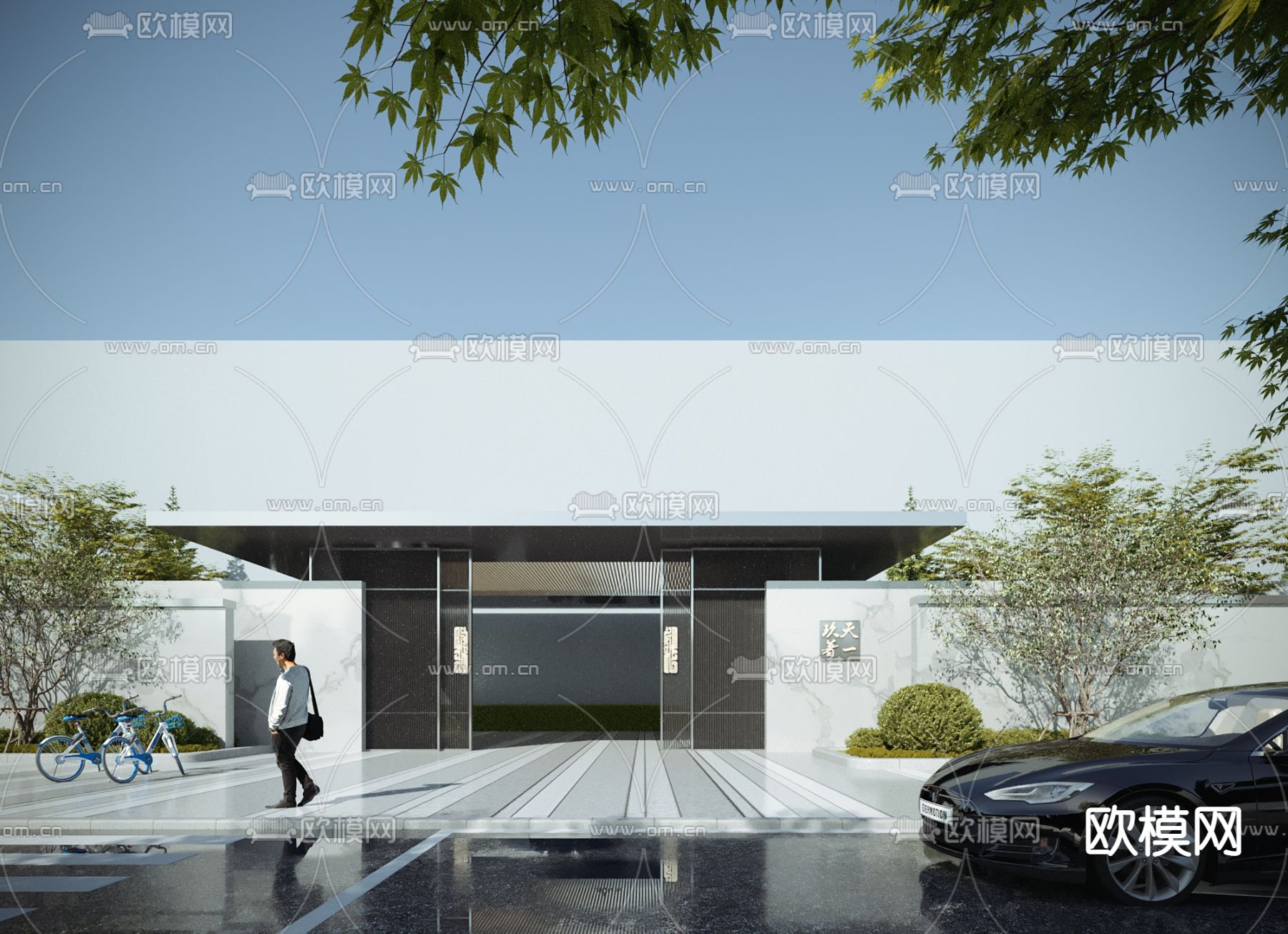 现代大门 小区大门入口3d模型下载