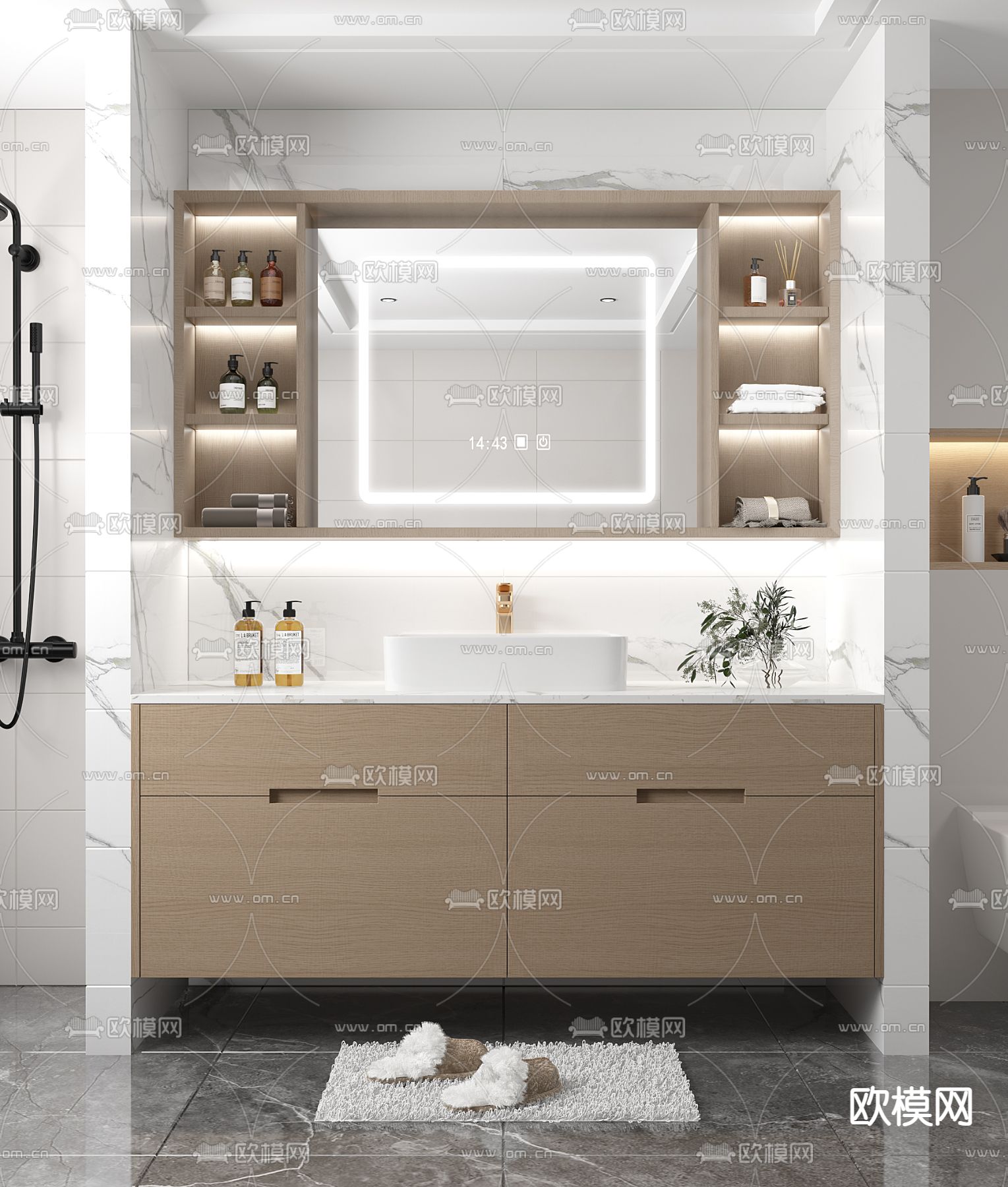 现代浴室柜 洗手台3d模型下载