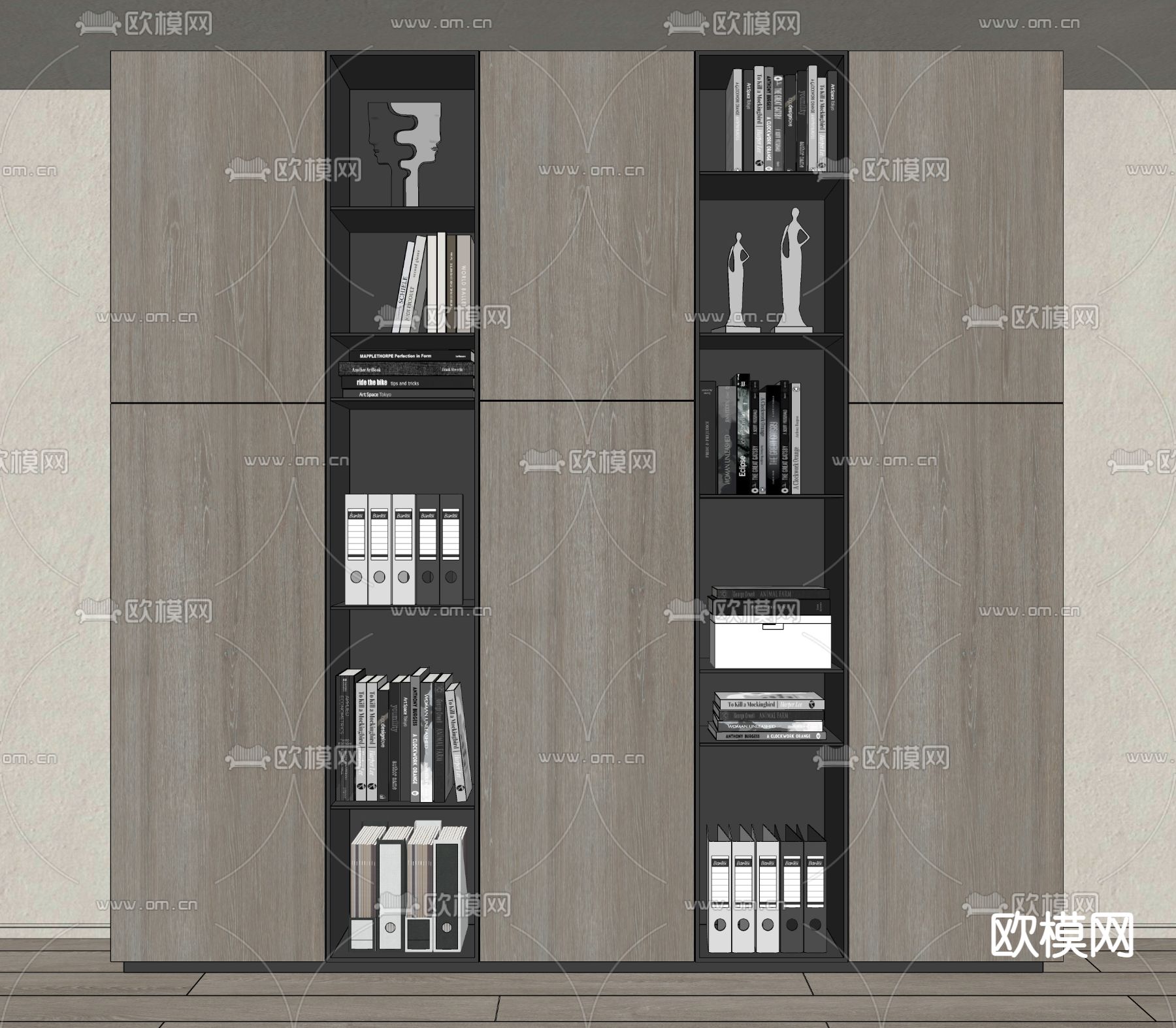现代书柜su模型下载（渲染图2）
