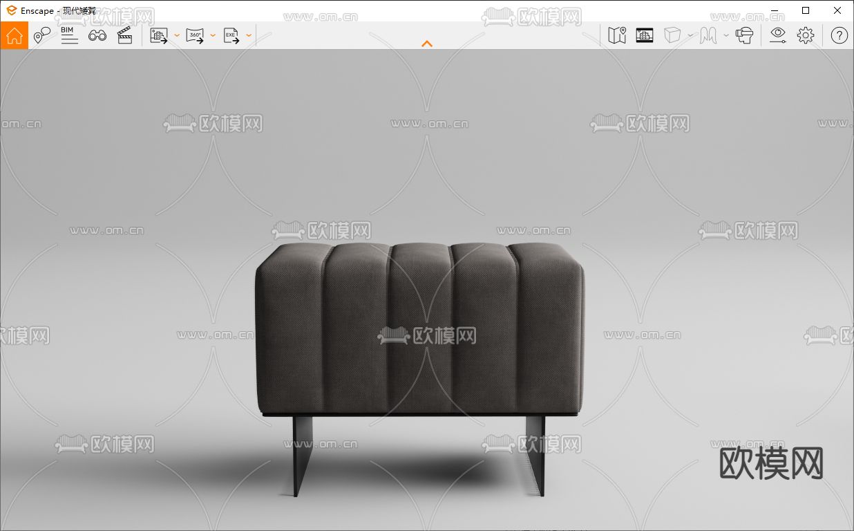 现代矮凳 沙发凳 换鞋凳su模型下载（渲染图3）