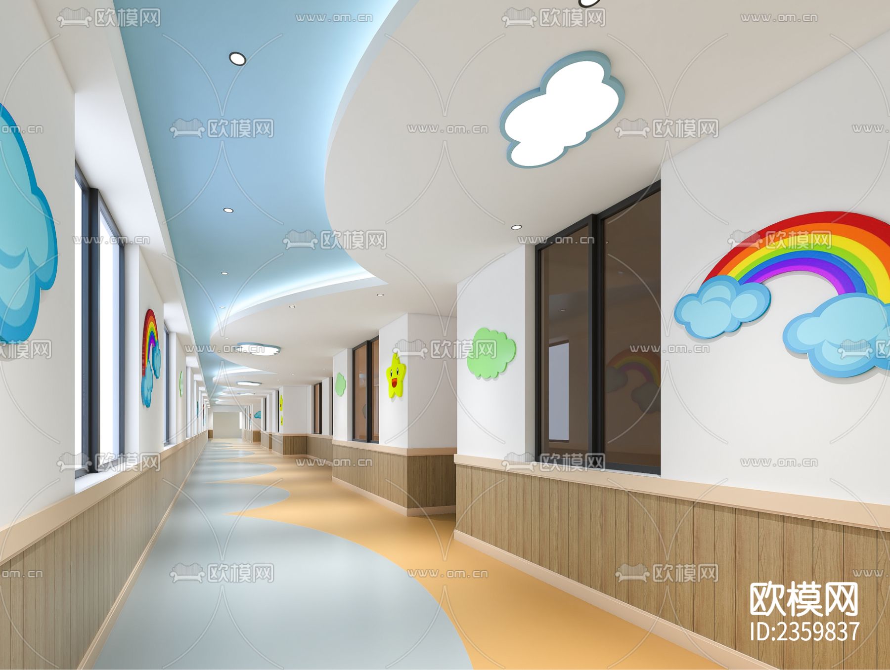 全套幼儿园cad施工图下载（渲染图4）