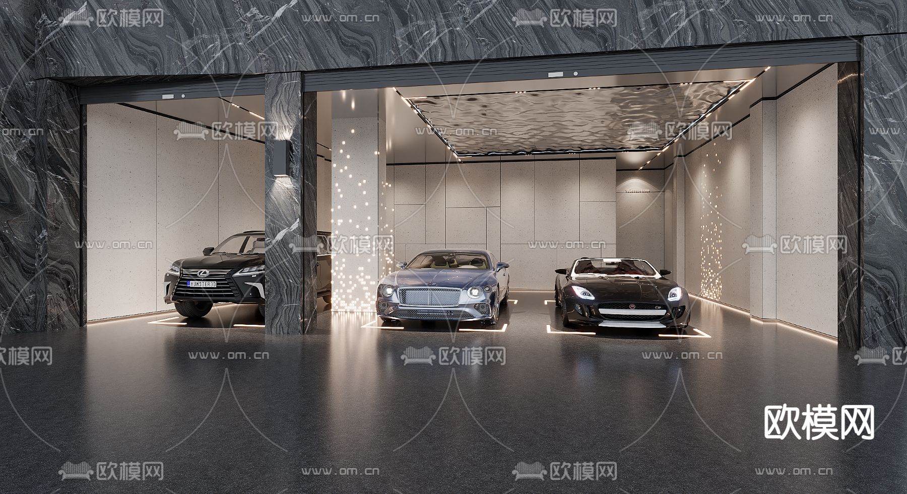 现代地下车库 停车场3d模型下载