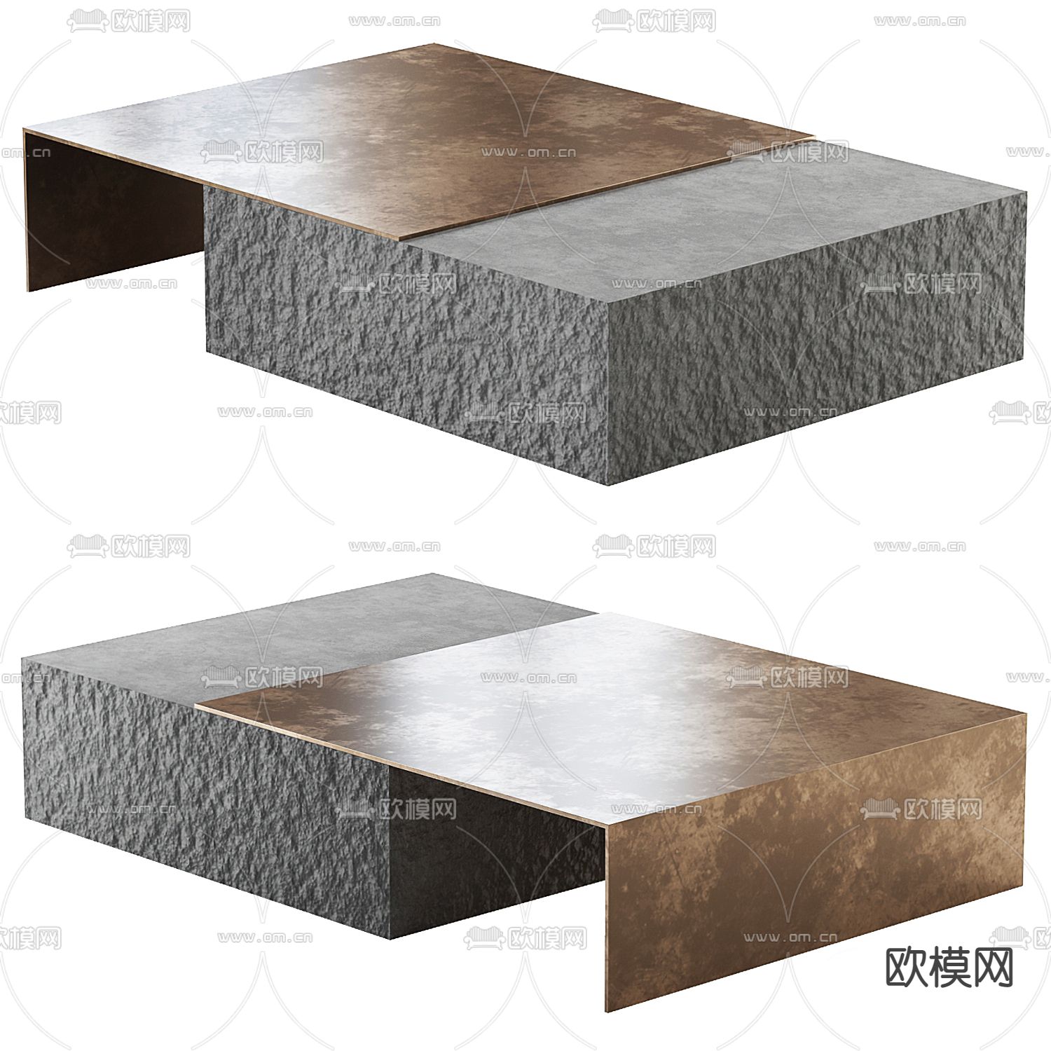 MISSANA石头 方块茶几3d模型下载（渲染图1）