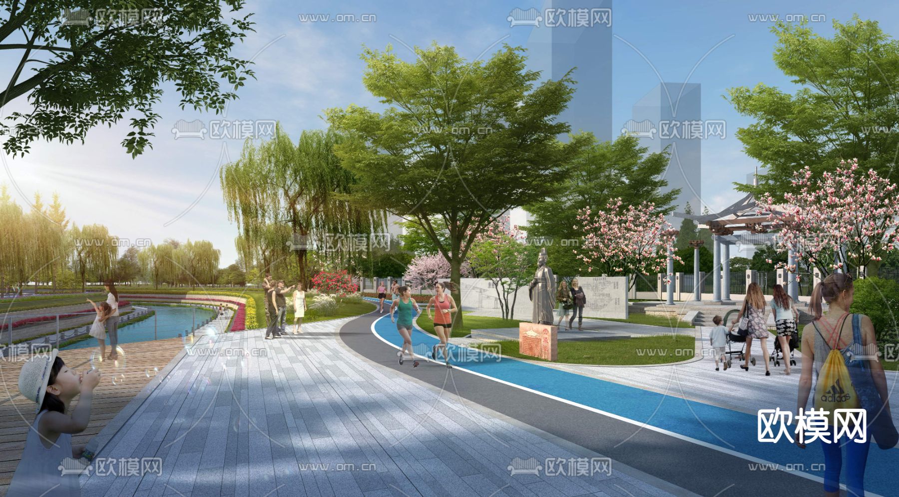 现代公园景观psd下载_ID12190472_3dmax免费模型-欧模网