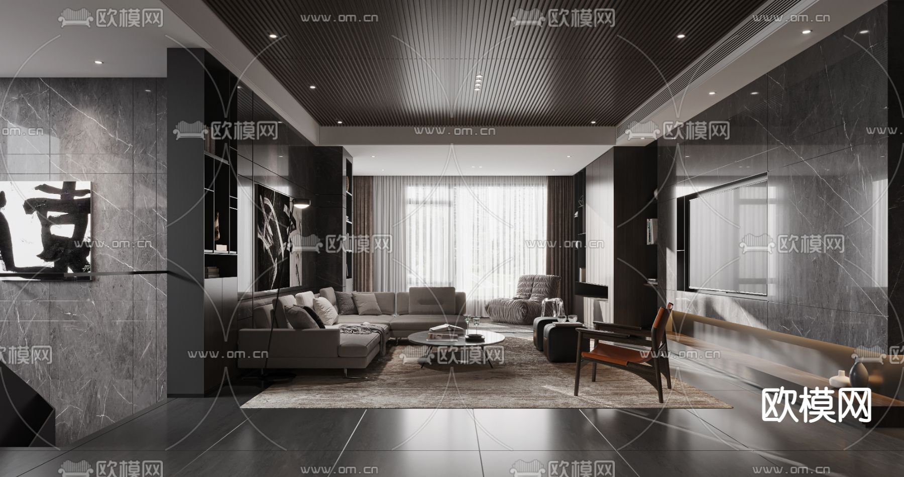 暗黑风客餐厅3d模型下载（渲染图9）