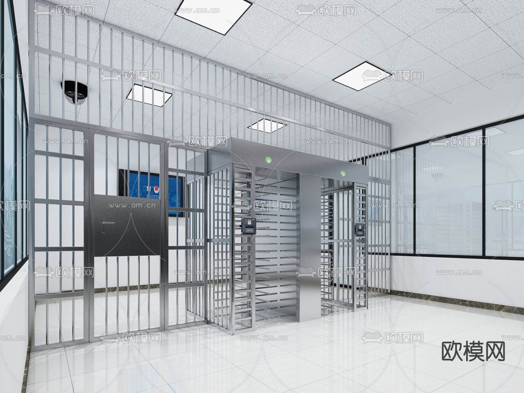 羁押室 关押室 牢房su模型下载（渲染图1）
