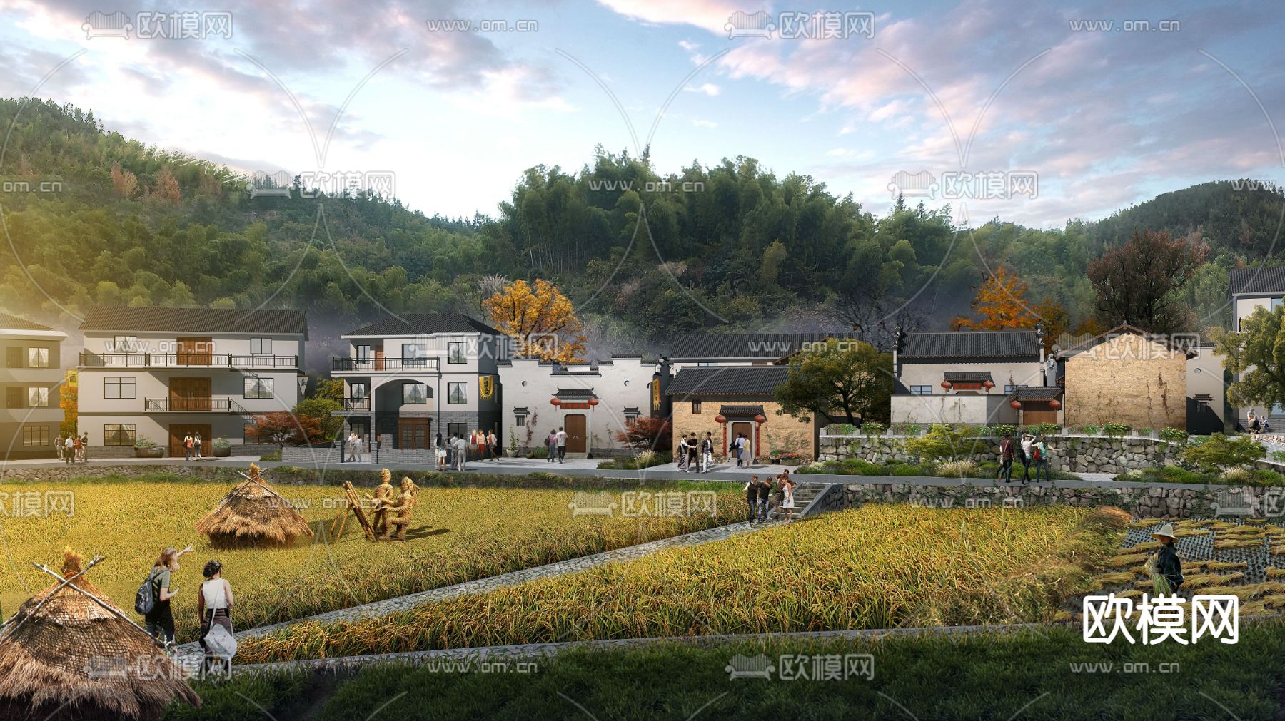 现代稻田景观psd下载