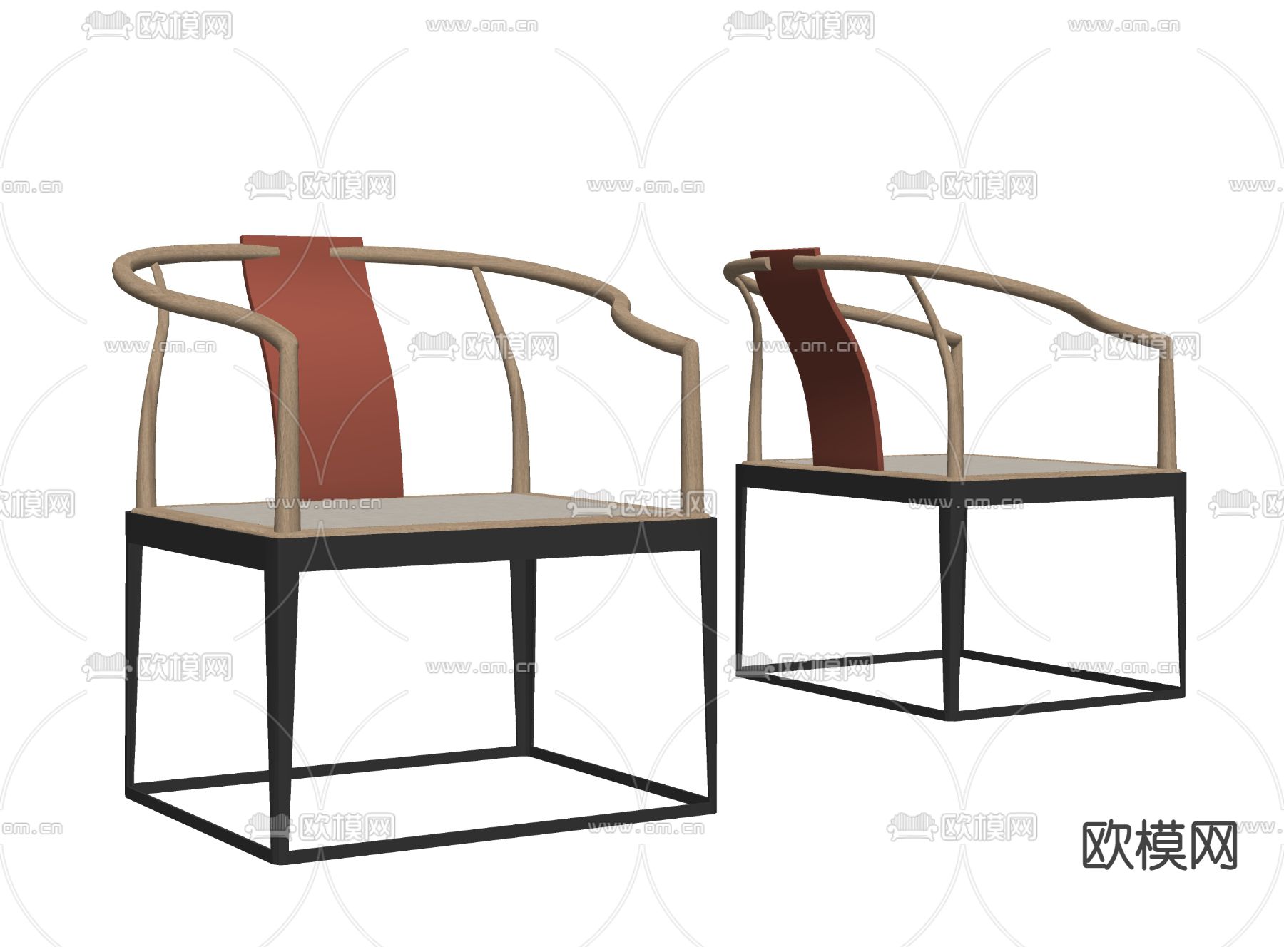 新中式单椅 圈椅su模型