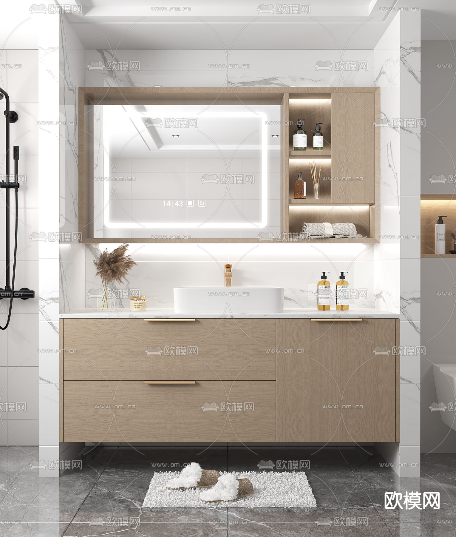 现代浴室柜 洗手台3d模型下载